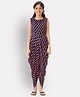 Uptownie Sleeveless Polka Dots Printed Dhoti Style Jumpsuit - Black