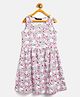 Uptownie Sleeveless Checked & Floral Printed Dress - Pink