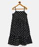 Uptownie Sleeveless Polka Dots Printed Tiered Dress - Navy Blue