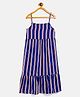 Uptownie Sleeveless Striped Tiered Dress - Navy Blue