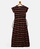 Uptownie Half Sleeves Ikkat Printed Dress - Black