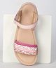 Aria+Nica Cable Knit Designed Sequins Embellished Sandals With Velcro Closure - Light Pink