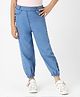 Nauti Nati Cotton Denim Pearl Embellished Joggers Style Jeans - Blue