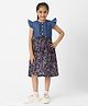 Nauti Nati Denim Cap Sleeves Floral Printed Dress -Blue