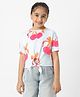 Nauti Nati Cotton Half Sleeves Cherry Printed Crop Top - White