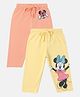 Nautinati Cotton Mickey & Friends Featuring Pack Of 2 Minnie Mouse Printed Leggings - Peach & Yellow