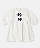Nauti Nati Three Fourth Balloon Sleeves Bow Applique Detailed Box Pleated Dress - White