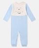 Nauti Nati Premium Cotton Knit Full Sleeves I Love Dad Text Printed  Sleepsuit - White & Blue