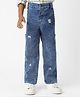 Nauti Nati Cotton Denim Cars Patch Embroidered Cargo Jeans - Blue