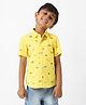 Nauti Nati Poplin Half Sleeves Car & Animals Printed Shirt - Yellow