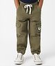 Nauti Nati Denim Bear Patch Embroidered Cargo Joggers - Olive Green