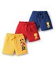 Doodle Poodle 100% Cotton Knit Knee Length Shorts With Animal Print Pack Of 3 - Red Yellow & Navy Blue