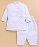 LITTLE COLLARS Blended Full Sleeves Schiffli Embroidered Kurta Patiala Set - White