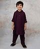 LITTLE COLLARS Blended Full Sleeves Threadwork Embroidered Kurta Patiala With Stole Set - Wine
