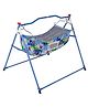 Infanto Ghodiya Baby Cradle Deluxe, Ghodiya, Palna, Jhula, Totil, Swing - Sturdy Frame, Hammock Style, Foldable, Breathable Net Cover, Anti-Skid Pad - 0 to 12 Months - BLUE