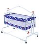 Infanto Compact Baby Cradle, Jhula, Palna, Swing - Sturdy Frame, Smooth Swing, Secure Lock, Anti-Skid Pad, Breathable Net, Adjustable Height, STD-BLUE