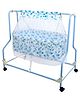 Infanto Cocoon Baby Cradle | Palna | Jhula - Mosquito Protection Net, Sturdy Metal Frame,360 Lockable Wheels, Swing Lock, Soft Fabric | 0 to 12 Months CC37-STD-BLUE