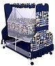 Infanto Cocoon Baby Swing Cradle / Jhula / Palna with Large Storage , 360 Lockable Wheels, Sturdy Frame, Large Mosquito Net, Swing Lock ,Soft cushion mattress- NAVY