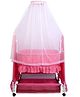 Infanto Lovely Baby Cradle Sturdy and Foldable Jhula for babies Mosquito Net Smooth Swing basket 360 lockable wheels cushion mattress - PINK