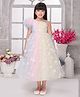 Tiny Kingdom Net One Shoulder Flutter Sleeves Floral Applique Detailed Sequins Embellished Ombre Gown - Multi Colour