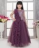 Tiny Kingdom Net Sleeveless Sequins Embellished Bow Applique Detailed Gown - Wine