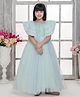 Tiny Kingdom Net Half Cap Sleeves Sequins Embellished Fur Detailed Gown - Green