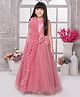 Tiny Kingdom Net Sleeveless Bow Applique & Ruffle Detailed Sequins Embellished Gown - Pink