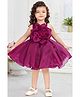 Lagorii Organza Sleeveless Floral Applique Detailed Dress - Wine