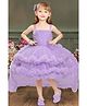 Lagorii Net Sleeveless Floral Applique Detailed Shimmered Stones Embellished Dress With Tailback - Purple