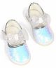 Lil Lollipop Bow & Butterfly Applique Detailed Sequins Embellished Mary Jane Ballerinas With Velcro Closure - White