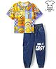 Ollington St. Cotton Knit Half Sleeves Printed T-Shirt & Stretchable Denim Pant - Multicolor & Indigo