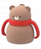 FunBlast Bear Design Silicone Milk Mug with Lid & Straw for Kids  120 ml Brown