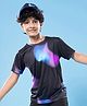 Pine Active Knit Half Sleeves Printed T-Shirt - Black