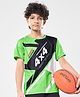 Pine Active Knit Half Sleeves Printed T-Shirt - Green & Black