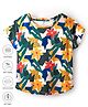 Pine Active Half Sleeves T-Shirt With Floral Print - Yellow