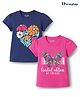 Honeyhap Premium 100% Cotton Knit With Bio Finish Half Sleeves Tops with Heart & Adventure Text Print Pack of 2 - Phlox Pink & Limoges