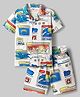 OLLINGTON ST. Cotton Co-ords Beach Theme Printed Half Sleeves Shirt & Knit Shorts Set - White