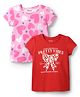 Honeyhap Premium 100%  Cotton Half Sleeves Tops with Bio Finish Heart & Bow Print Pack of 2 - High risk Red & Pink