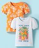 Honeyhap Premium  100% Cotton Knit Bio Finish Half Sleeves  Tops With Butterfly & Floral Print Pack of 2 - Blazing Orange & Bright White