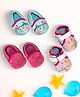 KazarMax Pack Of 3 Birds & Polka Dots Designed Booties With A Free Pair Of Striped Sandals - Pink