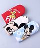 Babyhug Disney Interlock Knit  Hand & Face Towels With Mickey Mouse & Family Graphic Print Pack Of 3 L 28 X B 28 Cm - Red Light Blue & White