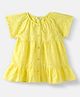Nauti Nati Cotton Half Sleeves Schiffli Embroidered Dress - Yellow