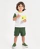 Nauti Nati Cotton Half Sleeves Little Explorer Text Printed Tee & Shorts Set - Green