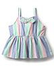 Kookie Kids Cotton Woven Sleeveless  Top With Stripes & Bow Applique - Light Blue