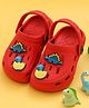 Yellow Bee Glow In The Dark Clogs with 3D Dinosaur Charms - Red
