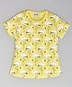 Hrit Cotton Half Sleeves Flamingo Printed Top - Yellow