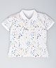 Kiwi Cotton Half Sleeves Colour Splash Printed Polo Tee - White