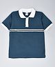 Kiwi Cotton Half Sleeves Colour Blocked Polo Tee - Blue