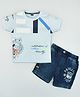 Hrit Cotton Half Sleeves Tiger Printed Tee & Denim Coordinating Shorts Set - Blue