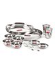 HAZEL Stainless Steel Dinner Set Of 12 | Dinner Set Steel (2 Steel Plate, 2 Steel Glass, 4 Bowl, 2 Spoon, 2 Dessert Plate) 12 Pieces, Silver